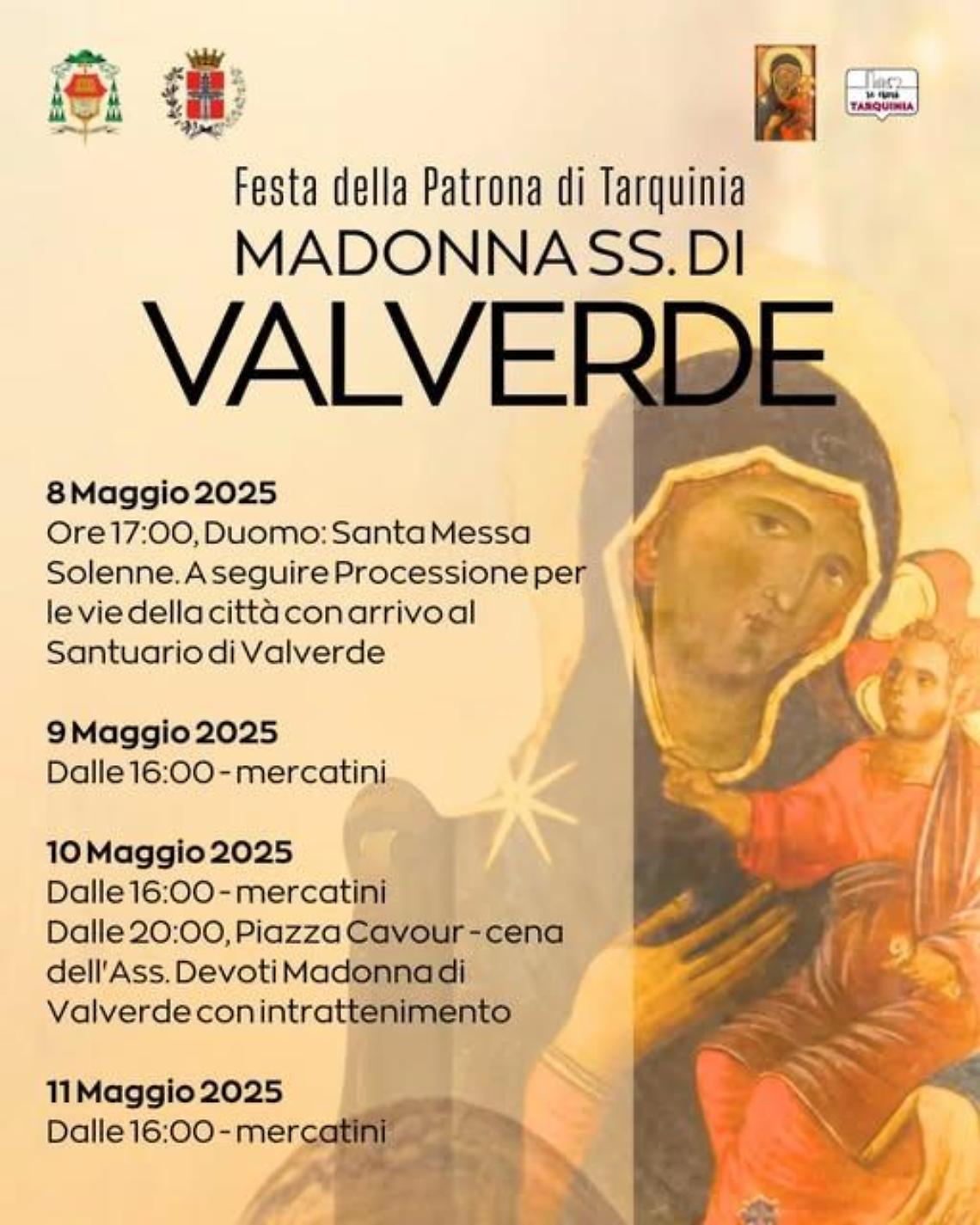 Tarquinia, dall&rsquo;8 all&rsquo;11 maggio festeggiamenti in onore della patrona Madonna di Valverde