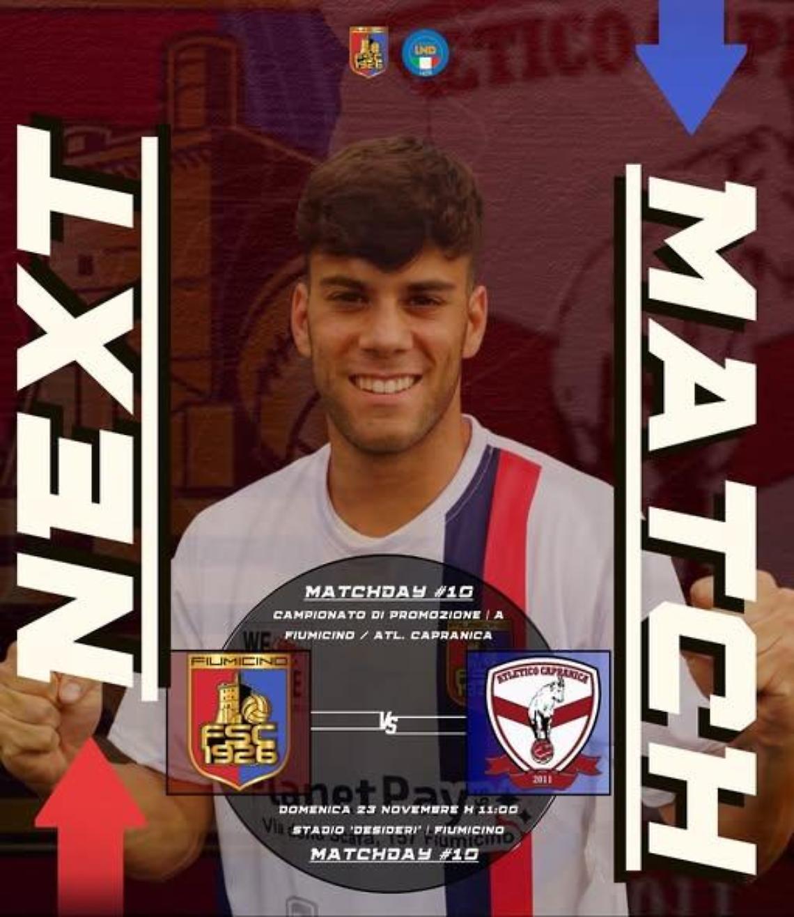 Il Fiumicino a caccia dei tre punti: al Desideri arriva l’Atletico Capranica