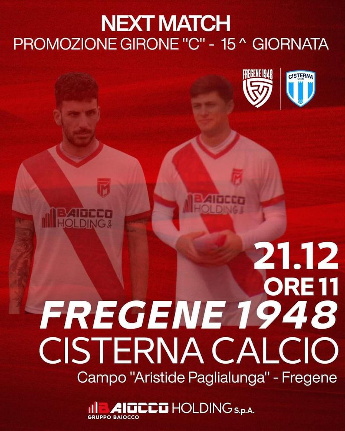 Il Fregene capolista ospita il Cisterna per un big match d&rsquo;alta classifica