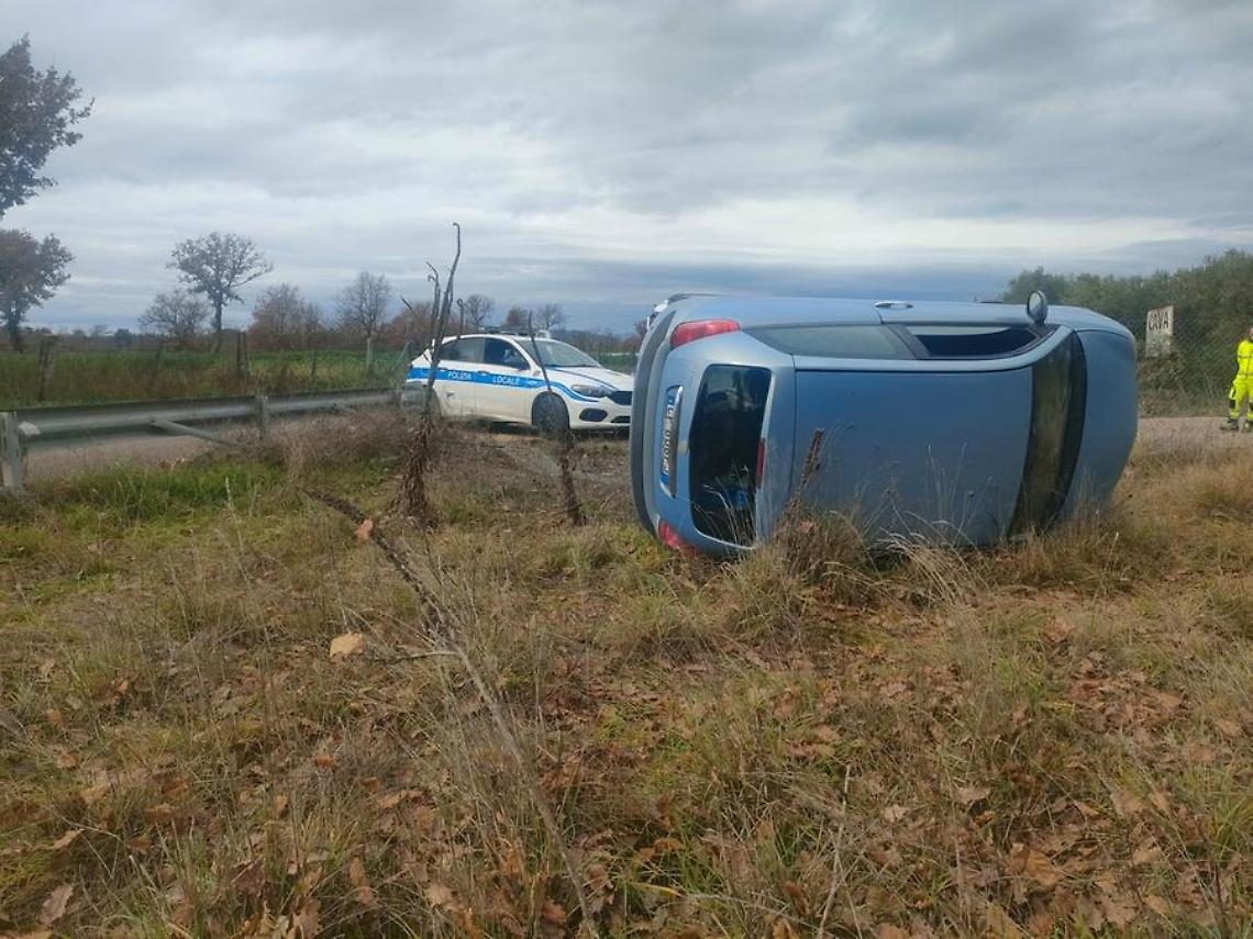 Viterbo: auto finisce fuori strada e si capovolge in un campo: ferite due donne