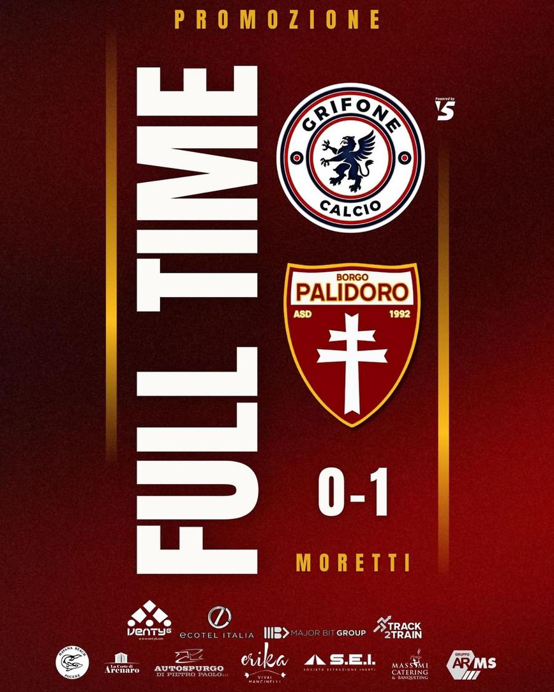 Il Borgo Palidoro trionfa con il Grifone 1-0 e torna in vetta