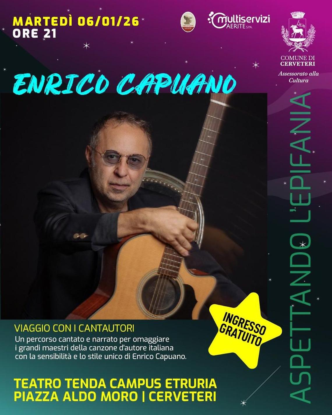 In piazza Aldo Moro da De Andr&egrave; e Guccini con Enrico Capuano in concerto