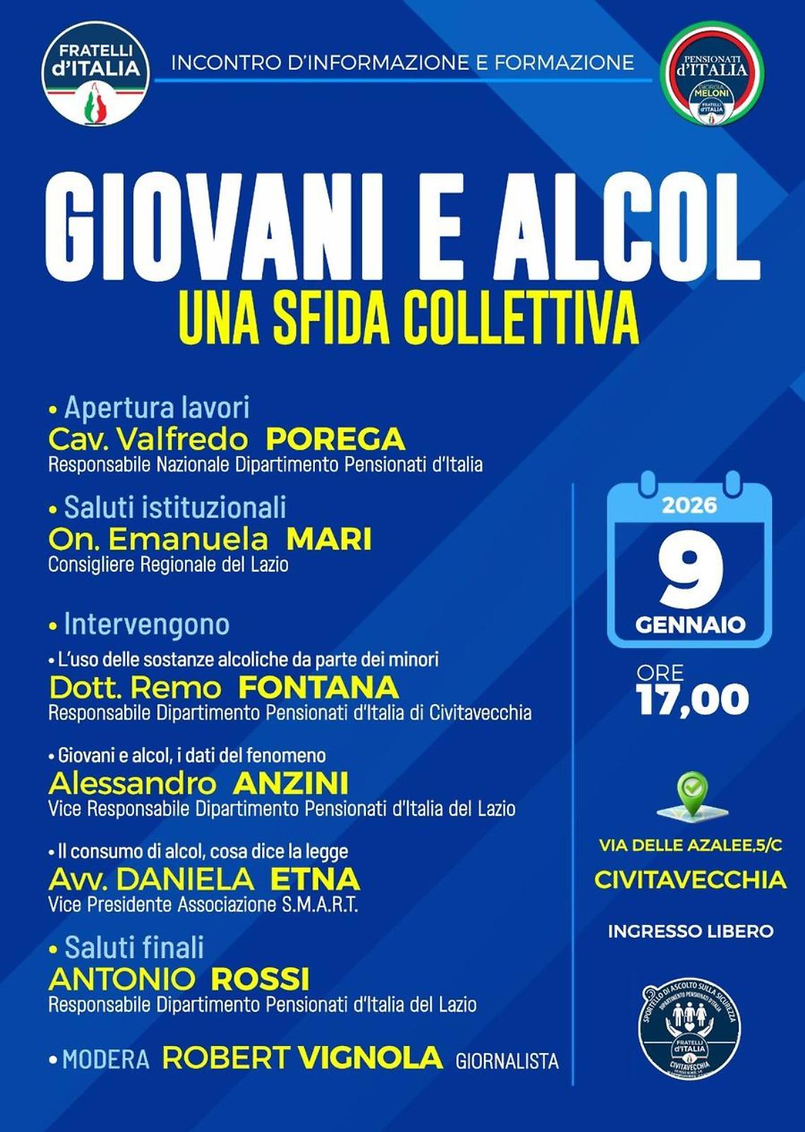 Emergenza giovani e alcool: incontro di informazione a Civitavecchia